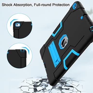 OKP Case for iPad 6th Generation/iPad 5th Generation/iPad 9.7 inch/iPad Air 2, Shockproof Case for iPad 9.7 inch 2018/2017 with Kickstand, Black+Blue - Image 6
