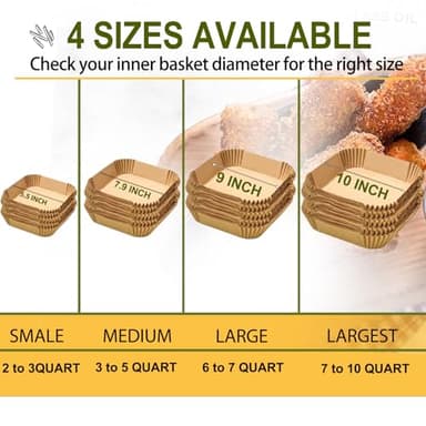 Large Air Fryer Disposable Paper Liners Square 9 Inch, 125 Pcs Parchment paper liner for 5-8QT Air fryer, Oil-proof, Water-proof, Parchment Baking Paper for Baking Roasting Microwave - Image 5