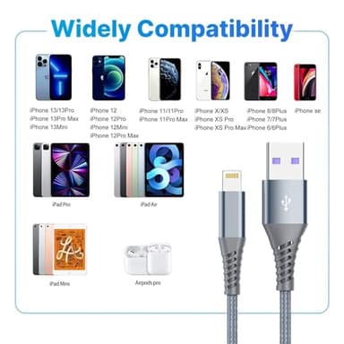 4Pack [Apple MFi Certified] Charger Lightning to USB Charging Cable Cord Compatible iPhone 14/13/12/11 Pro/11/XS MAX/XR/8/7/6s Plus,iPad Pro/Air/Mini,iPod Touch - Image 5