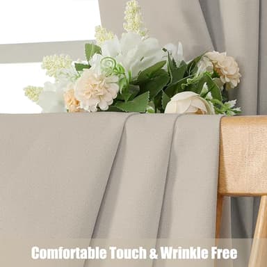 OVZME 2 Panels 100% Blackout Curtains 63 Inches Length for Bedroom, Full Light Blocking Textured Thermal Insulated Noise Reducing Window Curtain Natural Drapes (Rod Pocket, 40WxL63, Light Taupe) - Image 7