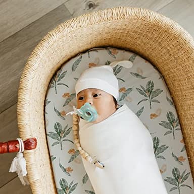 Stretch Fitted Bassinet Sheet Set BROLEX 2 Pack Cradle Sheets for Bassinet Pad/Mattress,Unisex Boys Girls,Ultra Soft,Giraffe Leaf - Image 7