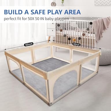 Huloo Sleep Ultra Soft Baby Play Mat for Floor,1.3" Thick Elasti-Foam 50x50 Playpen Mat for Toddlers Infant kids,Water-Repellent Coral Velvet for Tummy Time,Non-Slip Backing Safe for Crawling,Tatami Style (Dark Grey) - Image 5