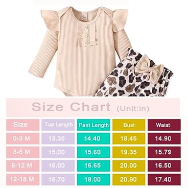GDTOGRT Baby Girl Clothes Infant Outfits Ruffle Sleeve Romper and Pants with Cute Headband Sets Baby Clothes for Girls 12-18 Months - Apricot - Image 6