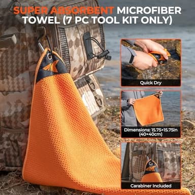 KastKing ToughTide 7pc Fishing Tool Kit, Rechargeable Digital Fish Scale with Lip Grip & Tape Measure, 7” Fillet Knife with Sheath & Sharpener, 8” Split Ring Pliers, Hook Remover, Microfiber Towel - Image 7