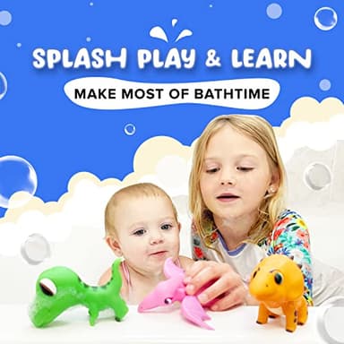 SplashEZ Mold Free Dinosaur Bath Toys, No Hole Bath Toys for Toddlers, Bathtub Dinosaur Set for Kids, No Mold Floating Water Dino Set for Pool, BPA-Free Safe Fun, Infant Babies Ages 1 3 6 12 18 Mo - Image 3