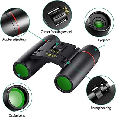 POLDR 12X25 Small Pocket Binoculars Compact Adults,Mini Kids Binoculars Boys for Bird Watching,Concert Theater Opera - Image 3