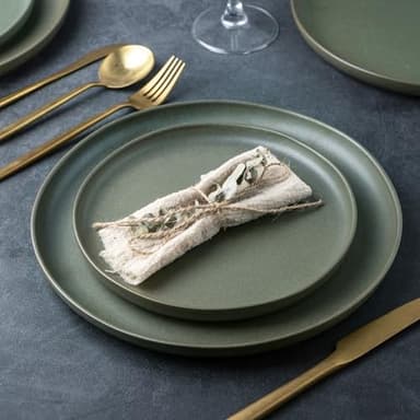 AmorArc Dinnerware Sets, Wavy Rim Plates and Bowls Sets,Highly Chip and Crack Resistant | Dishwasher & Microwave & Oven Safe Dishes set, Service for 8 (24pc) - Image 3