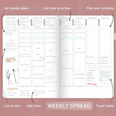 GoGirl Weekly Schedule Planner – Hourly Work & Life Planner with Time Slots – Vertical Agenda Organizer for Daily Productivity, A5 (Rose Gold) - Image 3