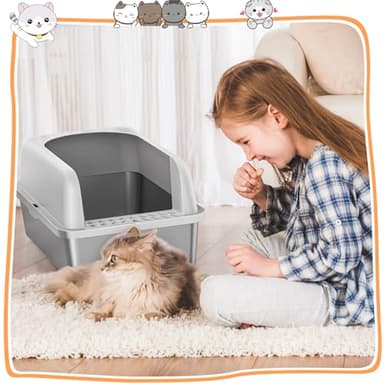 Stainless Steel Litter Box with Lid, Metal Litter Box with Cat Litter Mat,Extra Large Enclosed Cat Litter Boxes for Multiple Cats, Anti-Leakage,Non-Stick, Easy to Clean, Included Mat, Scoop - Image 7