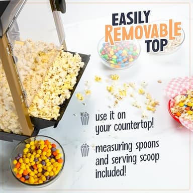 Nostalgia Popcorn Maker Machine - Professional Cart With 2.5 Oz Kettle Makes Up to 10 Cups - Vintage Popcorn Machine Movie Theater Style - Black - Image 5