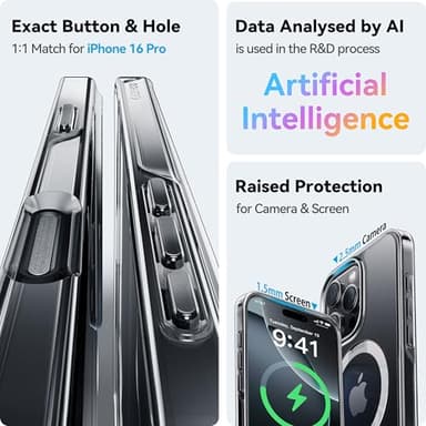 CASEKOO Ultra Magnetic Stand for iPhone 16 Pro Case Clear [Compatible with MagSafe] [16FT Military-Grade Protection] Transparent Slim Phone Ring 16 Pro Phone Cover 6.3 inch, Clear - Image 6