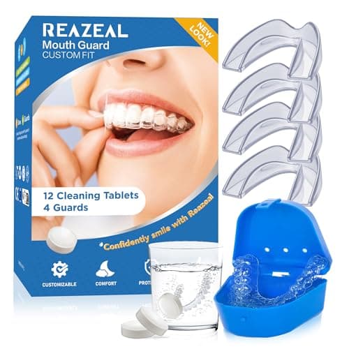Mouth Guard for Grinding Teeth at Night: Moldable Dental Guard for Sleeping - Nighttime Protection for Teeth with 12 Cleaning Tablets - Image 1
