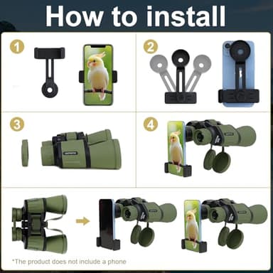 20x50 High Zoom Adult Binoculars High Power with Phone Adapter, Low Light Night Vision, Lightweight & Portable for Bird Watching, Hunting, Stargazing(Green) - Image 9
