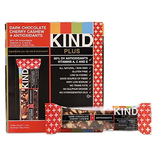 KIND Nut Bars, Dark Chocolate Cherry Cashew, Healthy Snacks, Gluten Free, 4g Protein, 12 Count - Image 1