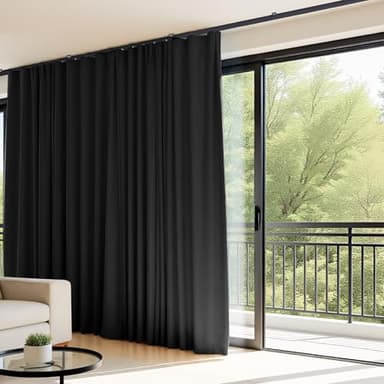 Room Divider Curtains Flexible Ceiling Tracks Set Curtain Track Ceiling Mount Blackout Curtain for Living Room Bedroom Ceiling Curtain Rod Privacy Dividers Panels W100 x H84 Black Drape & Black Rail - Image 2