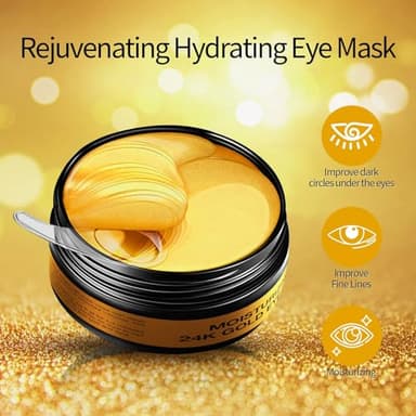 Tunbot Eye Mask - 60 Pieces - 24k Gold Eye Mask - Anti-Aging - Contains Collagen & Hyaluronic Acid - Removes Dark Circles, Puffiness & Wrinkles, Moisturizes - Home Skin Care - Image 2