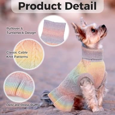 Lelepet Dog Sweater Turtleneck Knitwear Sweatshirt Cable Knit Warm Dress for Small Medium Large Dogs Puppy Fall Sweater, Dachshund, Shih Tzu, L - Image 3