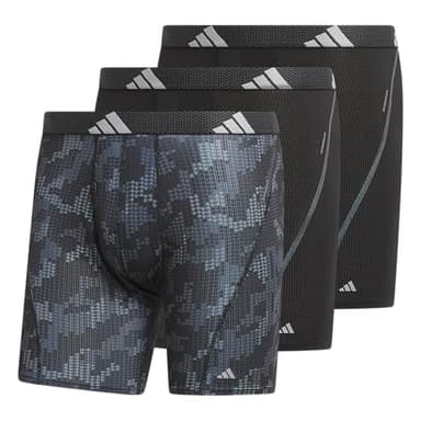 adidas Men's Performance Athletic Mesh Boxer Brief Underwear 3-Pack, Moisture Wicking, Sport Comfort, Digi Camo Black-Onix/Black/Clear Grey, Large - Image 1