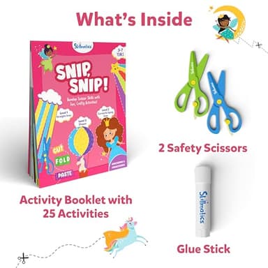 Skillmatics Scissor Skills Activity Book - Snip Snip, 25 Fun Cutting & Creative Activities for Preschoolers, 2 Child-Safe Scissors, Fine Motor Skills, Felt Craft Kit, Gifts for Kids Ages 3, 4, 5, 6, 7 - Image 2