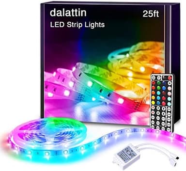 dalattin Led Lights for Bedroom 25ft RGB 5050 Led Strip Lights Color Changing Kit with 44 Keys Remote Controller and 12V Power Supply Led Light Strips Indoor Decoration,Easter Decor - Image 3