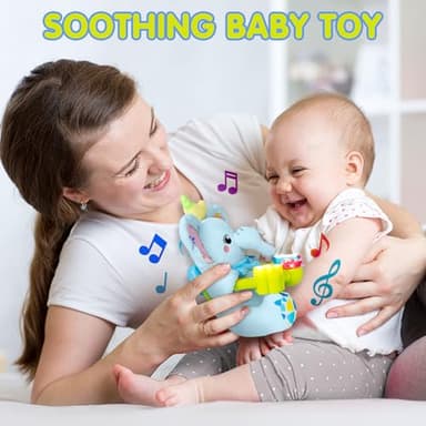 Ryotagift Baby Bilingual Musical Elephant Stuffed Animals Toys,Infant Early Learning Toy with Light-Up Music & Crinkle,Tummy Time Toys for 0 3 6 9 12+ Months for Baby Boy Girl Gift,Blue - Image 7