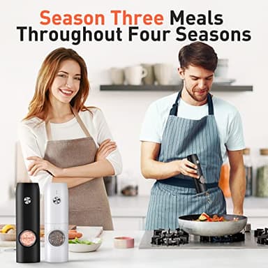 Electric Salt and Pepper Grinder Set-Rechargeable Automatic Pepper Mill Grinder with LED Christmas Gifts for Women, USB Adjustable Coarseness shakers, One-Hand Operation for Kitchen Gadgets - Image 2