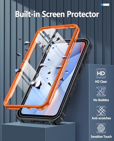 FNTCASE for Samsung Galaxy S24-FE Case: Military Grade Drop Proof Protection Mobile Cover with Kickstand | Matte Textured Rugged Shockproof TPU | Protective Sturdy Phone Case Orange - Image 5