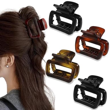 Matte Medium Hair Clips for Women 4Pcs 2.2 Inch Unbreakable Square Rectangle Hair Claw Clips for Thin Hair & Fine Hair High end U-shaped Spring Non-slip Short Hair Accessorie - Image 1
