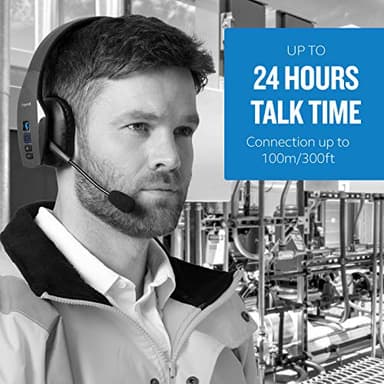 BlueParrott B550-XT Mono Bluetooth Wireless Headphones 96% Noise Canceling Over Head Trucker Headset with Mic, 100% Voice Control, IP54-Rated Protection, 24 hrs. Talk Time, Black - Image 6