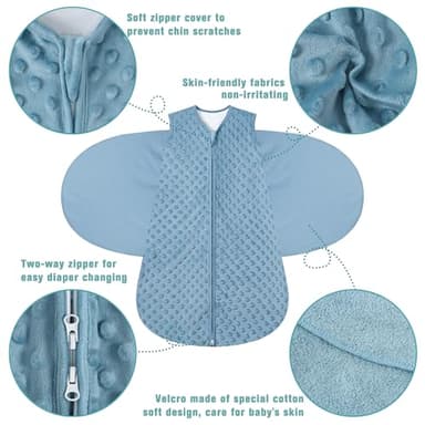 Fleece Newborn Sleep Sack Baby Swaddle,3-Way Adjustable Wearable Blanket,2 Pack Fleece Swaddling Sleeping Bag TOG 2.0， (Brown & Dark Green, 3-6 Months) - Image 4