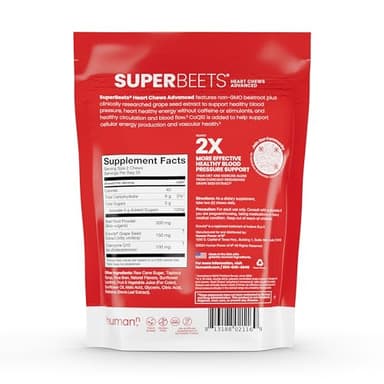 HumanN SuperBeets Heart Chews Advanced - 100mg of CoQ10 Plus Beetroot & Grape Seed Extract, 120 Count - Image 9