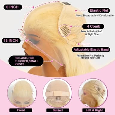 Shciyair 30 Inch 613 13x6 Lace Front Wig Human Hair 200 Density Blonde Wig Human Hair 613 HD Lace Frontal Wig 13x6 Body Wave Lace Front Wigs Human Hair Pre Plucked with Baby Hair - Image 3