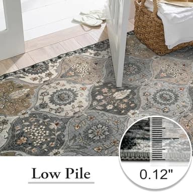 Lahome Moroccan Trellis 9x12 Rug for Living Room, Soft 9x12 Area Rug for Bedroom Dining Room, Ultra-Thin Non-Slip Non Shedding Distressed Throw Large Carpet for Office, Grey - Image 8