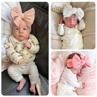 CÉLLOT 6 Pcs Super Stretchy Soft Handmade Headbands with Double Bows Head Wrap Nylon Hair Accessories For Newborn Babies Girls Infants Toddlers - Image 4