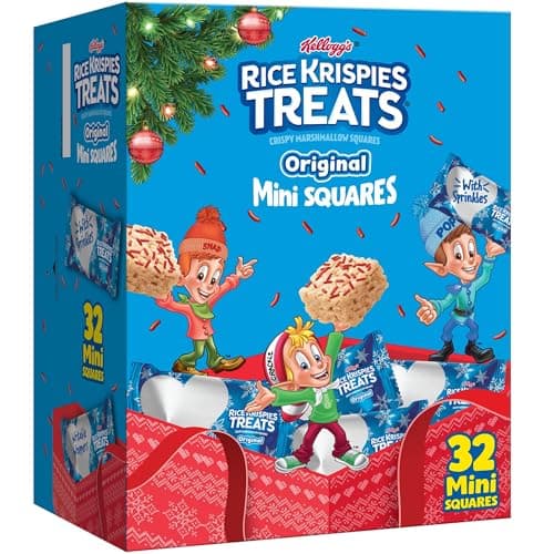 Rice Krispies Treats Mini Marshmallow Cereal Bars, Holiday Snacks, Snack Bars, Original with Holiday Sprinkles, 12.4oz Box (32 Bars) - Image 1