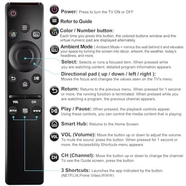 Universal Remote Control Compatible for All Samsung TV LED QLED UHD SUHD HDR LCD Frame Curved Solar HDTV 4K 8K 3D Smart TV Remote Replacement, with Buttons for Netflix, Prime Video, WWW - Image 6