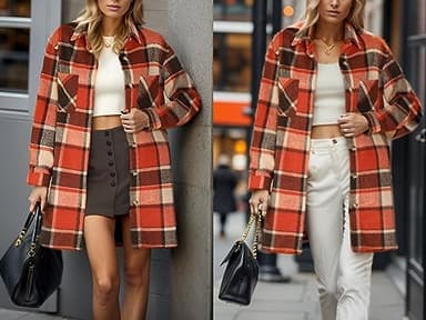 HOTOUCH Plaid Jackets for Woman Ladies Long Sleeve Lightweight Plaid Coats Halloween Fall Outfit Button Down Jacket Tartan Coat Tops Orange S - Image 5