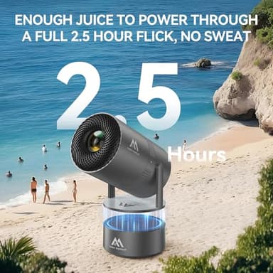 [Built-in Battery] Mini Projector with Wifi and Bluetooth, 4K 1080P Supported 270° Rotatable 150'' Screen Auto Keystone Home Outdoor Portable Smart Projector for Phone/TV/Laptop/HDMI, Iron Grey - Image 2