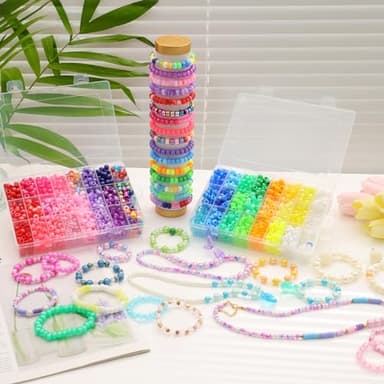 XSEINO 2600PCS Pony Beads, 47 Colors 9mm Friendship Bracelets Making Kit, Rainbow Large Hole Beads for Bracelets Necklace Jewelry Making Crafts with Elastic String - Image 4