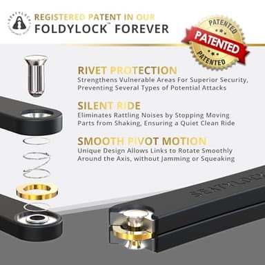 FoldyLock Forever Folding Bike Lock - Patented Sleek High Security Sold Secure Gold Bicycle Lock - Heavy Duty Anti Theft Smart Guard with Keys - 90cm - Image 3