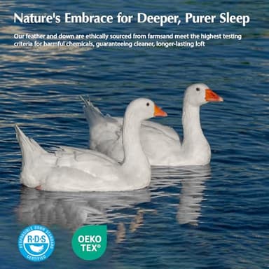Pacific Coast Goose Feather Down Fiber Comforters Queen Size, Extra Fluffy White Duvet Insert, Ultra-Soft, Breathable, All Season Hotel Luxury Bedding Comforters, 8 Corner & Center Loops (90"x90") - Image 4