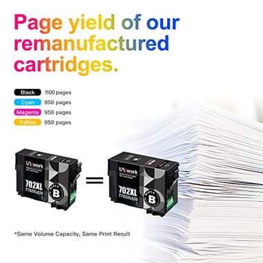 Uniwork 702XL 702 XL 702 Ink Cartridges Remanufactured Ink High Yield Replacement for Epson 702XL 702 702 XL T702XL use with Pro WF-3720 WF-3730 WF-3733 Printer (Black Cyan Magenta Yellow, 4 Pack) - Image 3