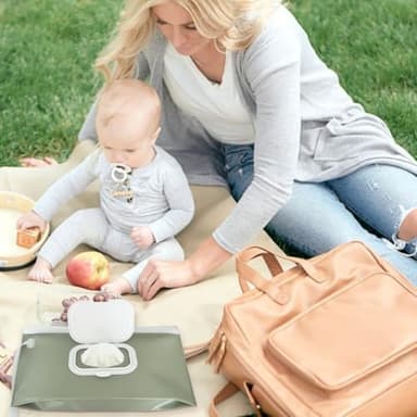 Baby wipes dispenser，portable baby wipes holder for outdoor, Refillable baby wipes container, on the go wet wipe pouch for travel, resuable wipes dispenser for hiking (sage) - Image 7