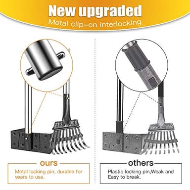 TOOGE Pooper Scooper, Dog Pooper Scooper Long Handle Stainless Metal Tray and Rake for Medium Small Dogs Heavy Duty Pet Supplies to Use for Grass, Dirt or Gravel - Image 7