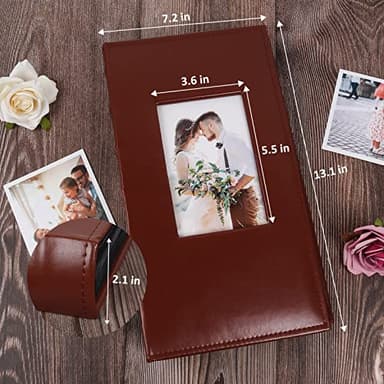 RECUTMS 300 Pocket Photo Album 4x6 Small PU Leather Cover Wedding Family Baby Anniversary Graduation Travel Personalized Photo Book (Brown) - Image 2