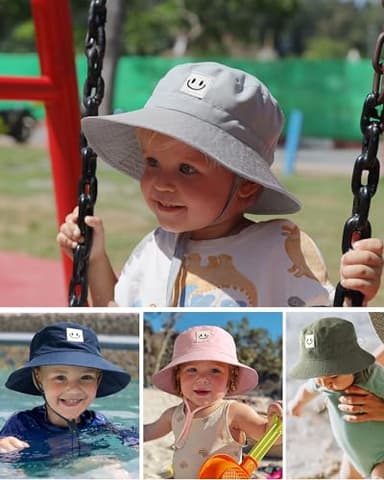 FURTALK Baby Sun Hat Smile Face Toddler Boys Girls Bucket Hat 0-5 Years Kids UPF 50+ Sun Protection Summer Hats - Image 7