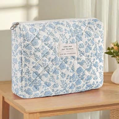 Dkieuyu Quilted Makeup Organizer, Floral Cotton Travel Bag Set for Women & Girls (M1-1PC) - Image 4
