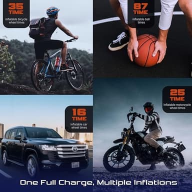 Tire Inflator Portable Air Compressor, 150PSI Portable Tire Inflator For Car, Air Pump for Car Tires with Tire Pressure Gauge Tools, 6000mAh Smart Pump Tire Inflator for Car, Motorcycle & Bike Pump - Image 5