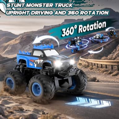 FAFUGANIA Remote Control Car, 1:24 Scale All Terrain Monster Tuck Toys with 360° Rotation, Remote Control Tuck with 20km/h, Auto Demo and Lights, 2.4Ghz Rc Cars, Monster Trucks for Boys 4-7 - Image 4