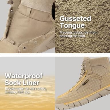 FREE SOLDIER Men's Waterproof Hiking Tactical Work Boots 6 Inches Lightweight Military Breathable Desert Boots(Tan US 8.5) - Image 5